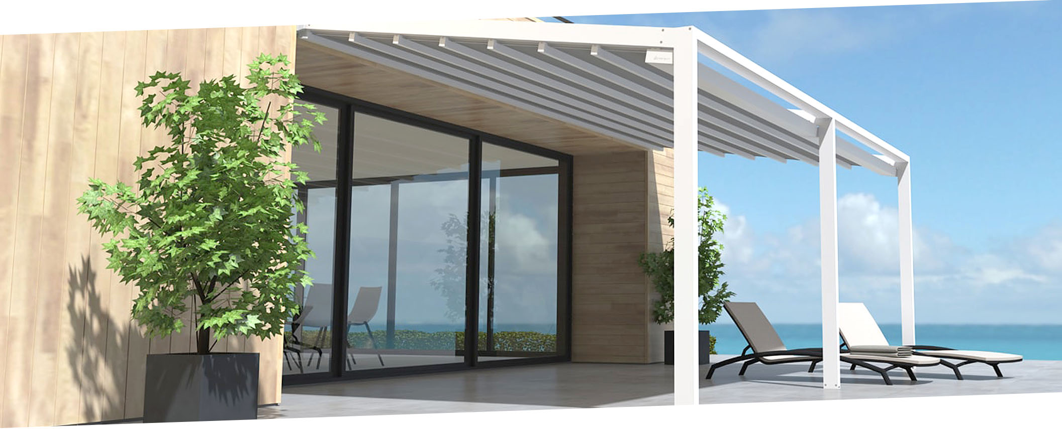 Lamellendach mit Sichtschutz